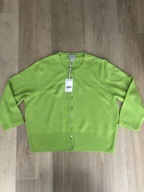 Pure Collection 100% Cashmere Cropped Cardigan US 14-16 Pistachio Orig £105